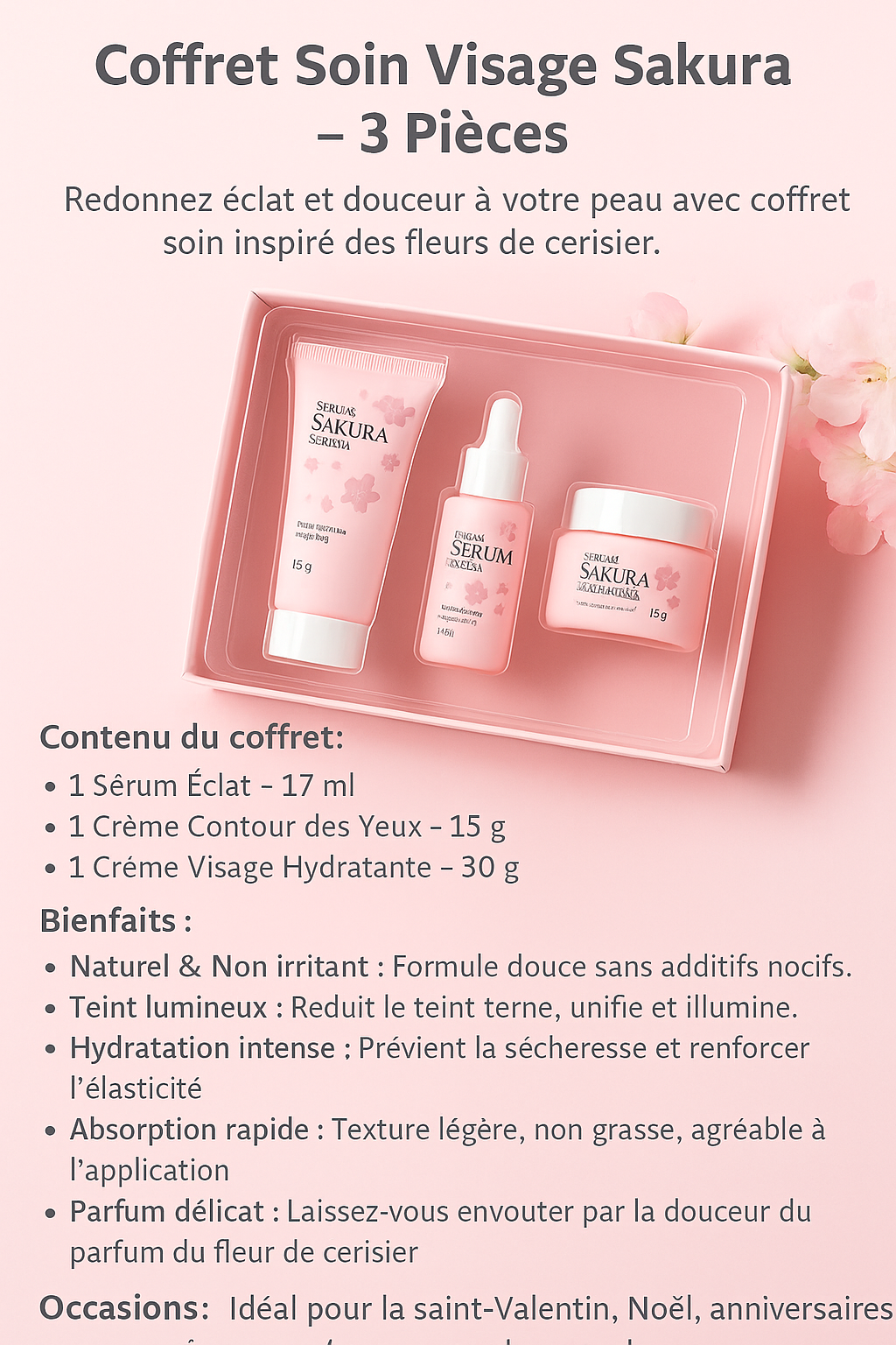 Coffret Soin Visage Sakura 3 Pièces